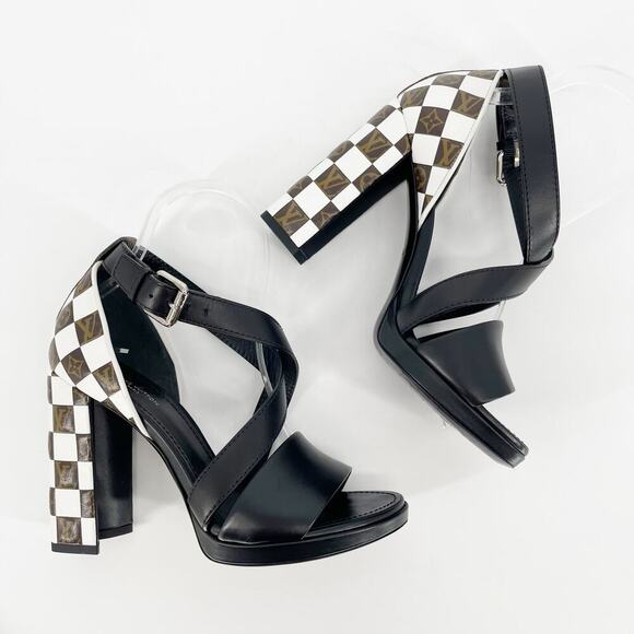 Louis Vuitton Black Monogram Damier Tressage Matchmake Cross Sandal size EU 37 - Picture 5 of 16